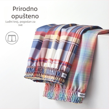 Muške platnene bokserice s kariranim uzorkom - poliester vlakno, srednji pojas, prozračne