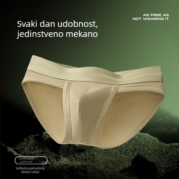 Muške gaćice od vafla pamuka, prozračne, visoka elastičnost, pleteni materijal, jedinstven jednobojni uzorak