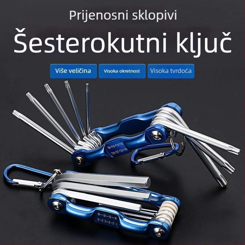 Sklopivi set šesterokutnih ključeva — krom-vanadij čelik, težina 300, glava s šesterokutnim otvorom