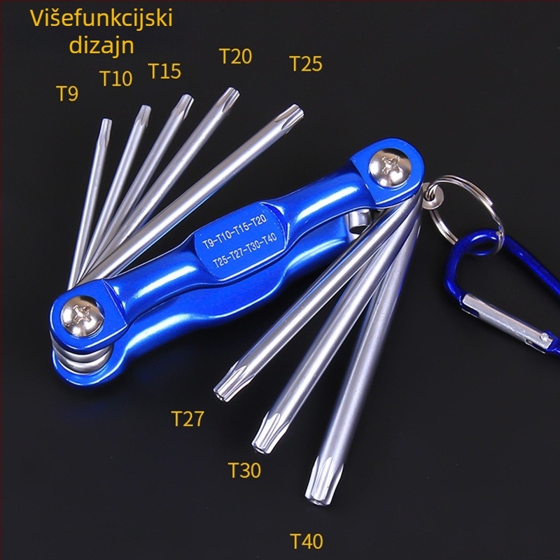 Sklopivi set šesterokutnih ključeva — krom-vanadij čelik, težina 300, glava s šesterokutnim otvorom