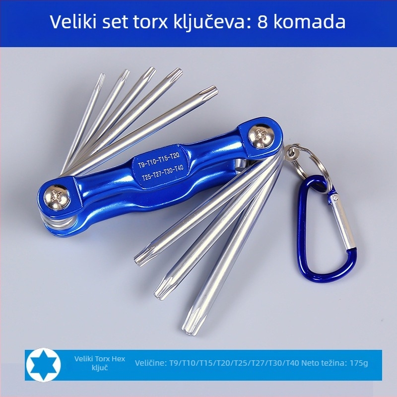 Sklopivi set šesterokutnih ključeva — krom-vanadij čelik, težina 300, glava s šesterokutnim otvorom