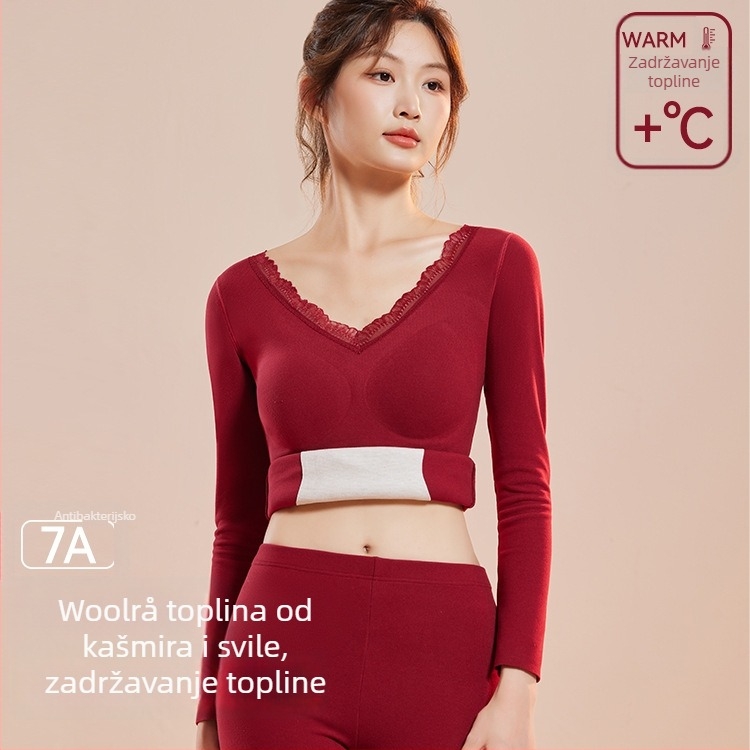 Ženski termalni set donjeg rublja: bez šavova, s flisom, ekstra debelo poliester, top s dugim rukavima i dugim hlačama, grijanje i anti-statika