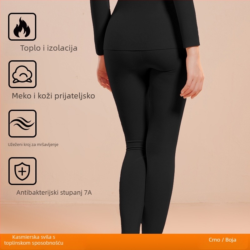 Ženski termalni set donjeg rublja: bez šavova, s flisom, ekstra debelo poliester, top s dugim rukavima i dugim hlačama, grijanje i anti-statika