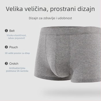 Muške bokserice od pamuka, prozračné, pletene, srednji pojas, jednobojne