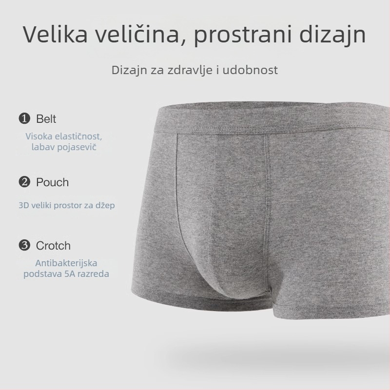 Muške bokserice od pamuka, prozračné, pletene, srednji pojas, jednobojne