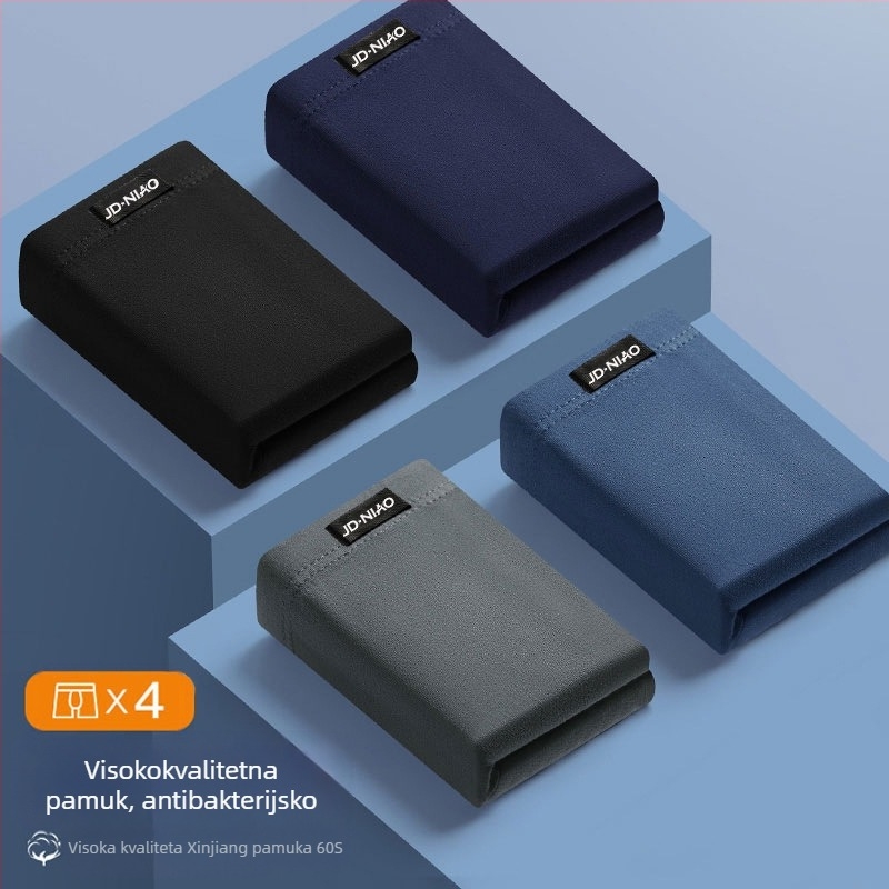 Muške bokserice od pamuka, prozračné, pletene, srednji pojas, jednobojne