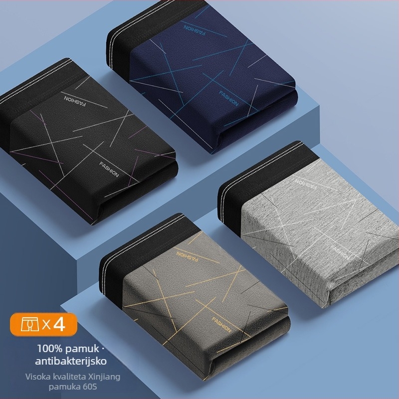 Muške bokserice od pamuka, prozračné, pletene, srednji pojas, jednobojne