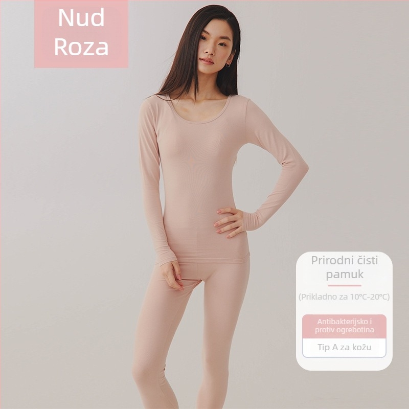 Unisex termalni set donjeg rublja – combed pamuk, 95–100% pamuk, antibakterijski, antistaticki, toplo, dugi rukavi, okrugli ovratnik, srednja debljina 181–200 g/m²