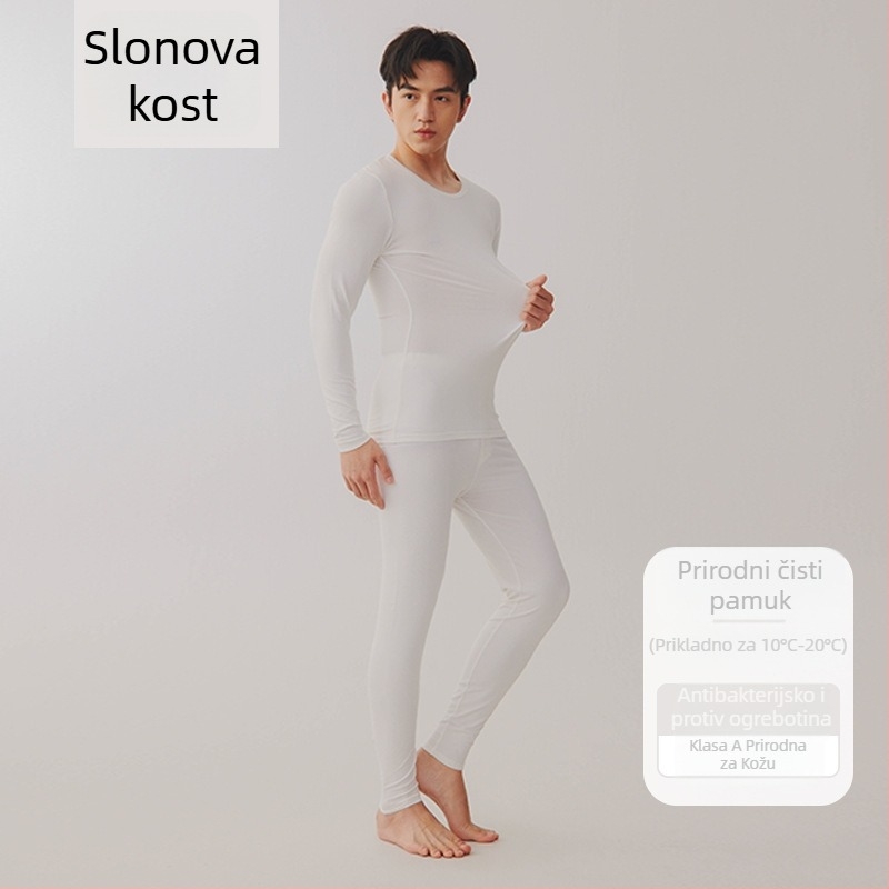 Unisex termalni set donjeg rublja – combed pamuk, 95–100% pamuk, antibakterijski, antistaticki, toplo, dugi rukavi, okrugli ovratnik, srednja debljina 181–200 g/m²