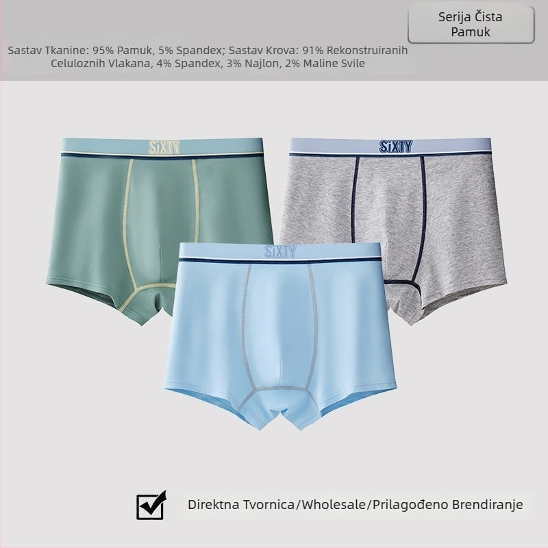 Dječje pamučne gaćice za dječake, Klasa A, 95–100% pamuk, bezšivna konstrukcija, za djecu od 8 godina
