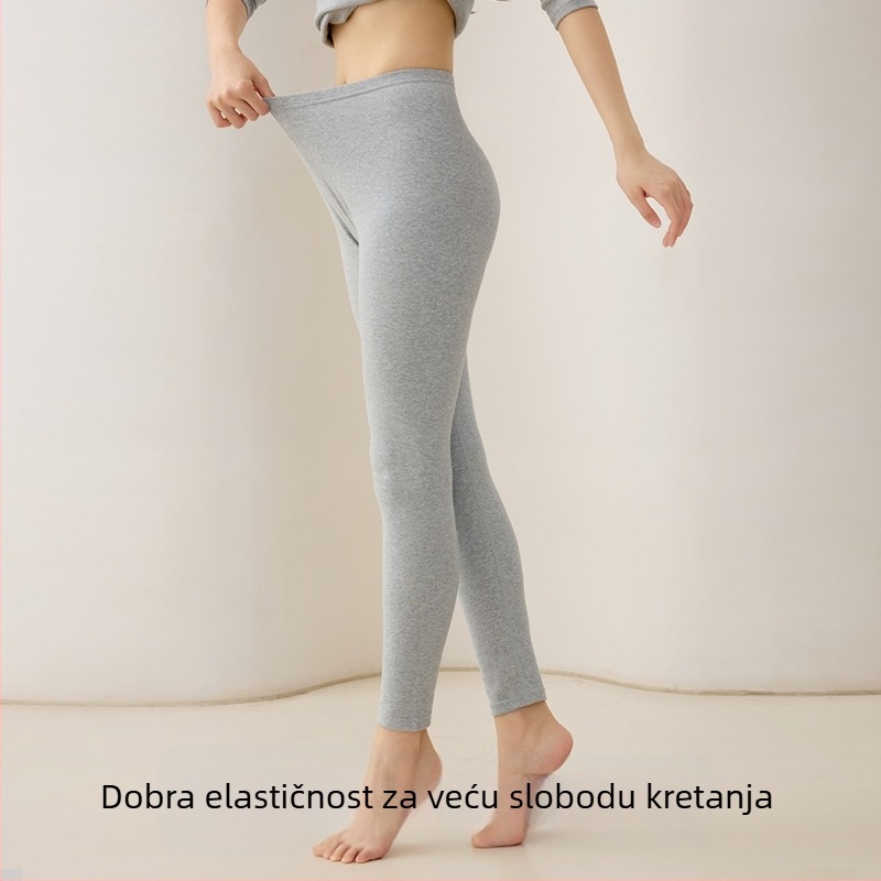 Ženski set od 280 g guste pamuka, gornji dio s okruglim izrezom i dugim hlačama, antibakterijski, prozračan, toplo donje rublje