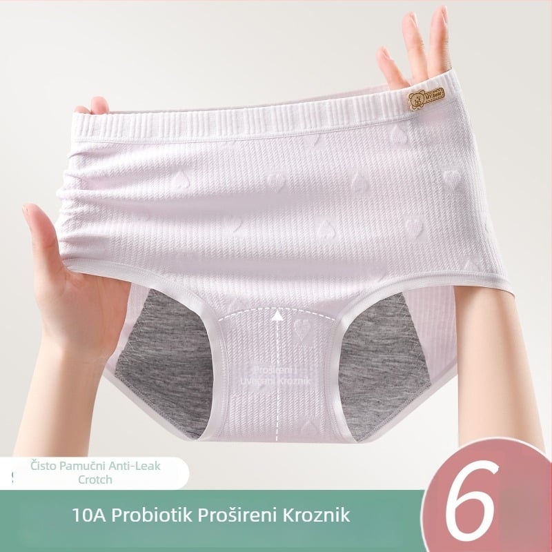 Ženske donje rublje za mjesečne cikluse s visokim strukom, glavna tkanina 94% pamuk, podstava u području prepona 100% pamuk, zaštita od curenja, jednobojne