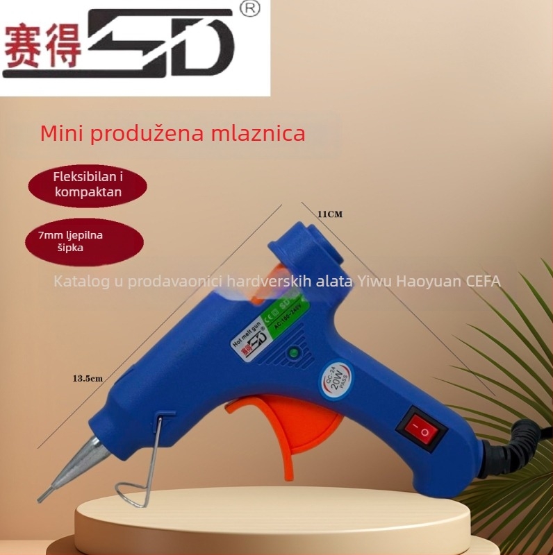 Saed 20W/30W pištolj za ljepilo s produženom mlaznicom, ručno doziranje za izradu nakita