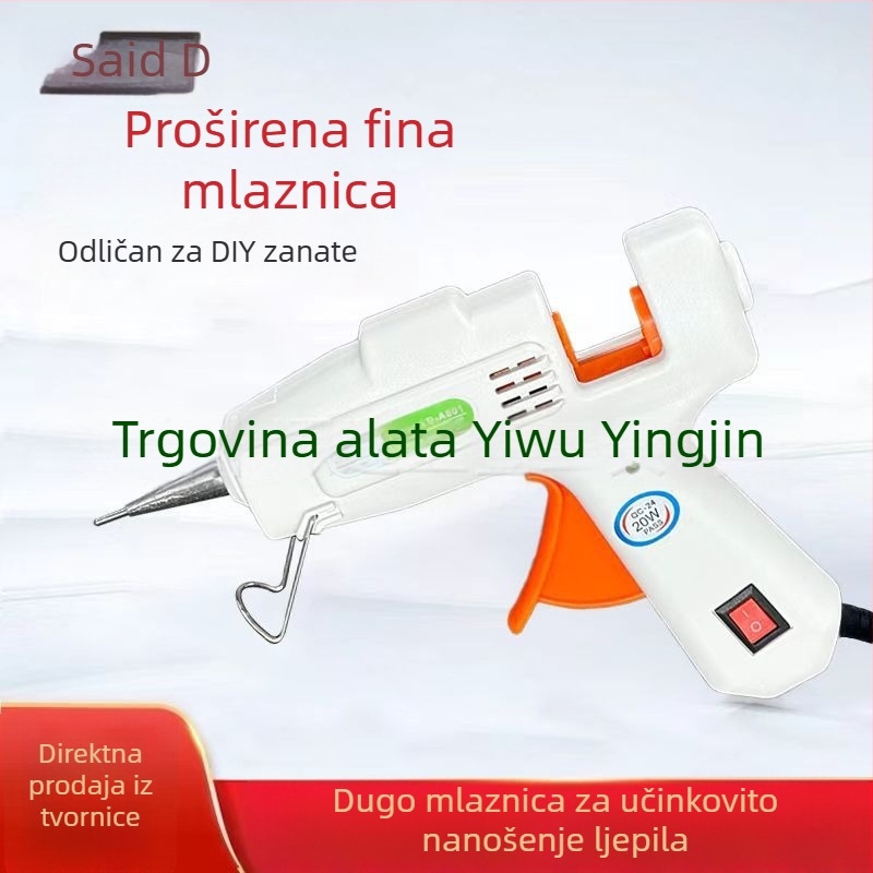 Saed 20W/30W pištolj za ljepilo s produženom mlaznicom, ručno doziranje za izradu nakita