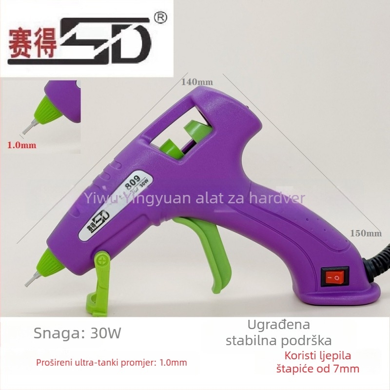 Saed 20W/30W pištolj za ljepilo s produženom mlaznicom, ručno doziranje za izradu nakita