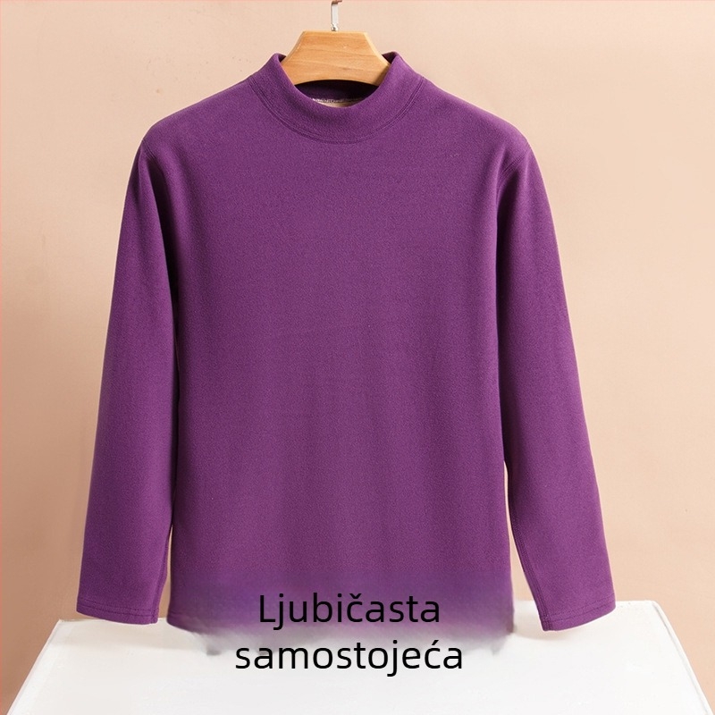 Unisex termalni komplet s flisom za jesen-zimu, majica s dugim rukavima i hlače, jednobojan, dvostruki sloj, topao