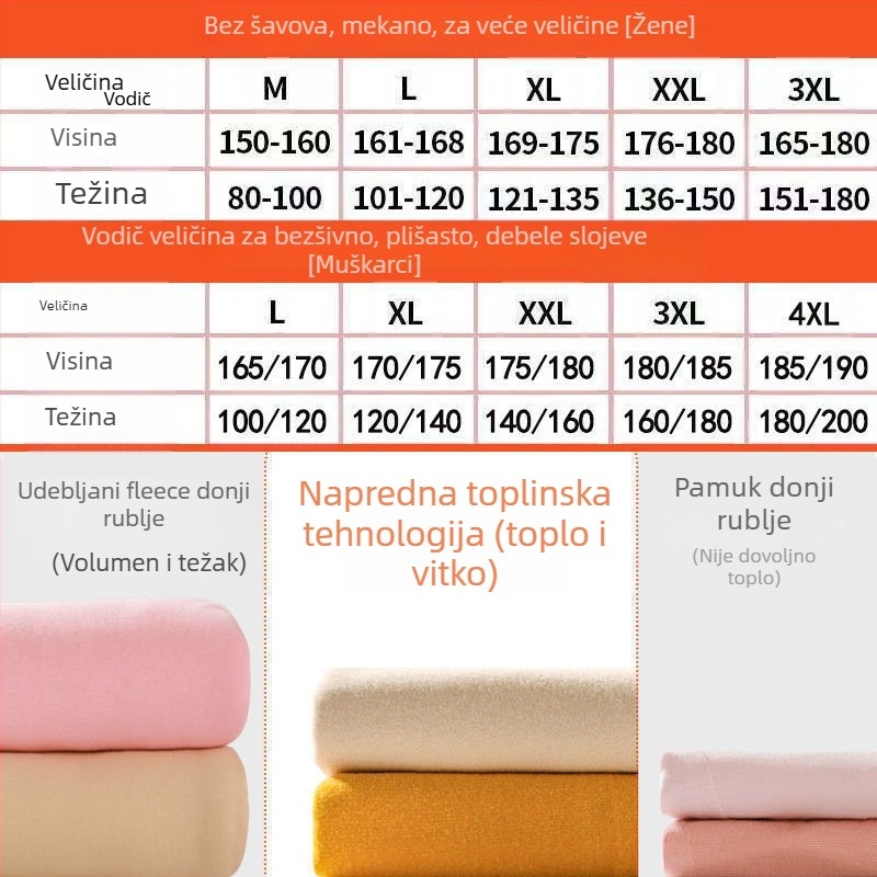 Unisex set termo donjeg rublja bez šavova: gornji dio s V izrezom i hlače s dugim rukavima, poliester
