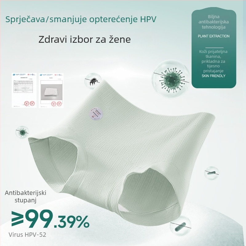 Ženske pamučne gaćice s antibakterijskom funkcijom, visoki struk, jacquard tkanina, glavni materijal 90-95% pamuk, podstava prepona 100% pamuk