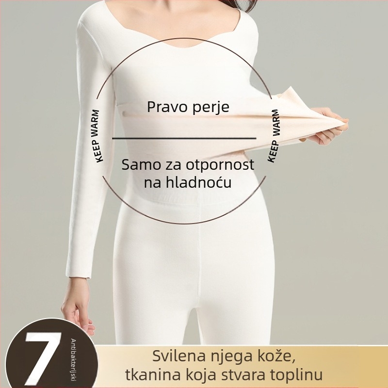 Ženski termalni komplet za jesen-zimu, osnovni sloj bez šavova, V-izrez, dugi rukavi i hlače