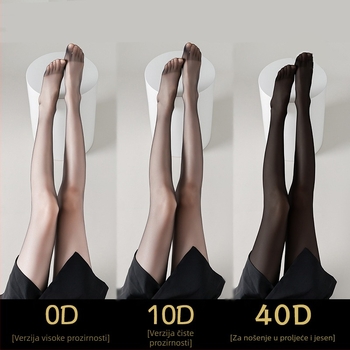 Crne ženske najlon čarape, ultratanke, 0D denier, prozirne, otporne na zapetljavanje, antislip, sexy prozirne