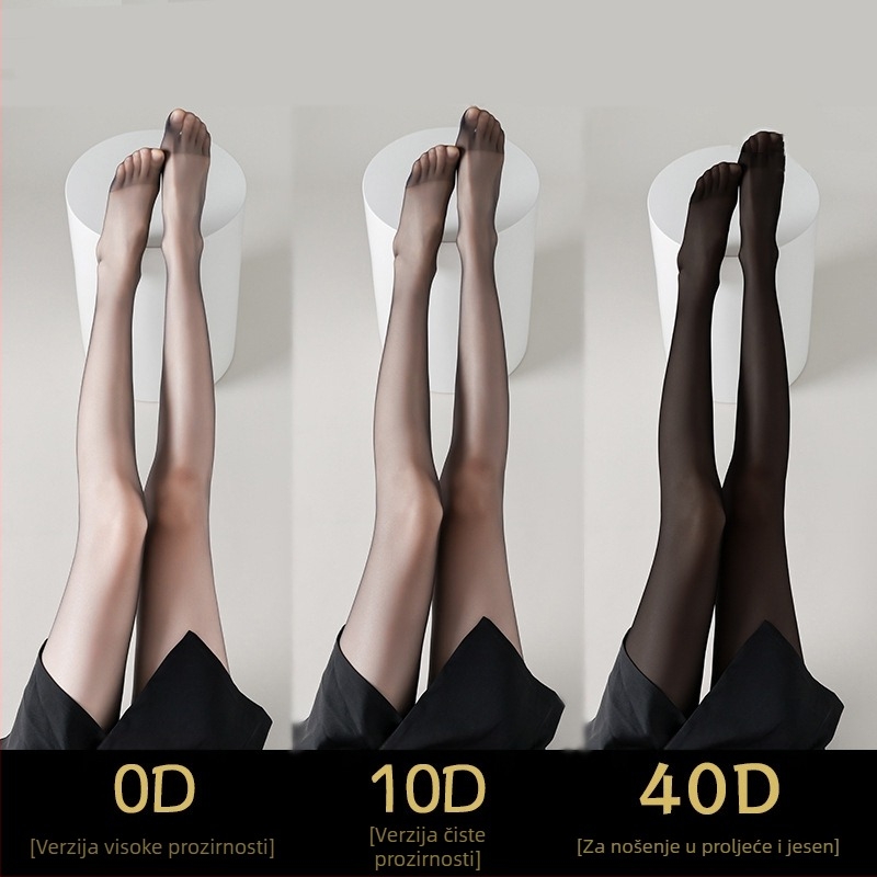 Crne ženske najlon čarape, ultratanke, 0D denier, prozirne, otporne na zapetljavanje, antislip, sexy prozirne