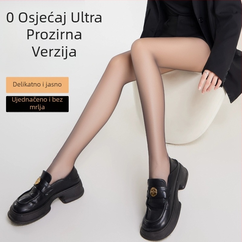 Crne ženske najlon čarape, ultratanke, 0D denier, prozirne, otporne na zapetljavanje, antislip, sexy prozirne