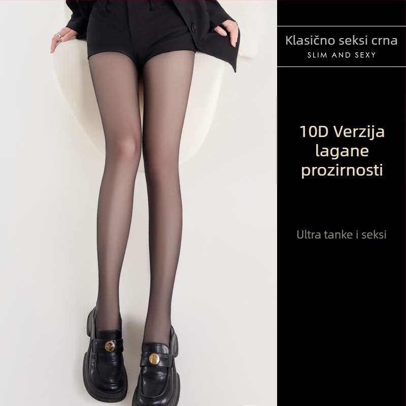 Crne ženske najlon čarape, ultratanke, 0D denier, prozirne, otporne na zapetljavanje, antislip, sexy prozirne