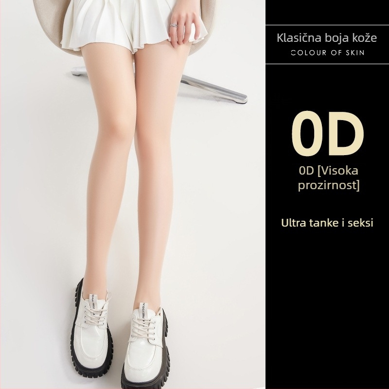 Crne ženske najlon čarape, ultratanke, 0D denier, prozirne, otporne na zapetljavanje, antislip, sexy prozirne
