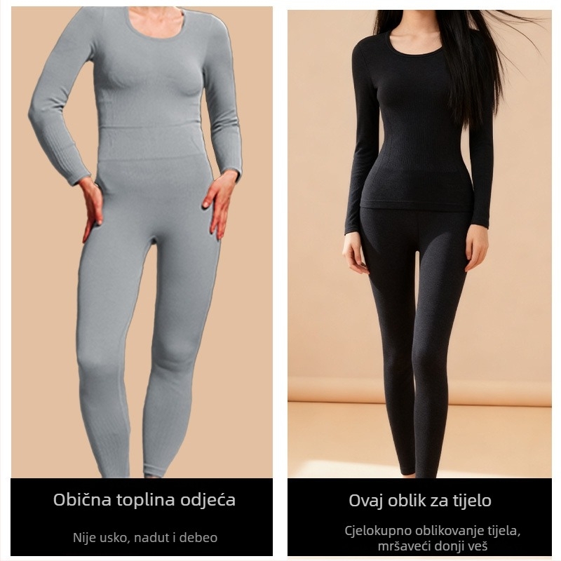 Ženski termalni set za oblikovanje tijela s biljnom inspiracijom: kontrola trbuha i podizanje stražnjice, bezšavni najlon, ekstra debeli 351–400 g/m², zadržava toplinu