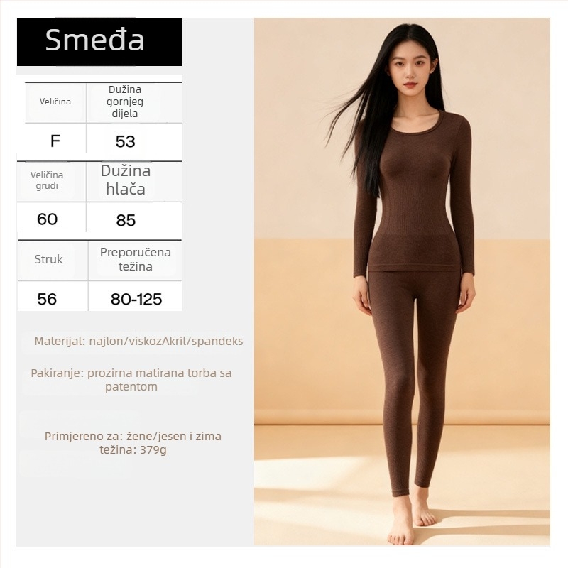 Ženski termalni set za oblikovanje tijela s biljnom inspiracijom: kontrola trbuha i podizanje stražnjice, bezšavni najlon, ekstra debeli 351–400 g/m², zadržava toplinu