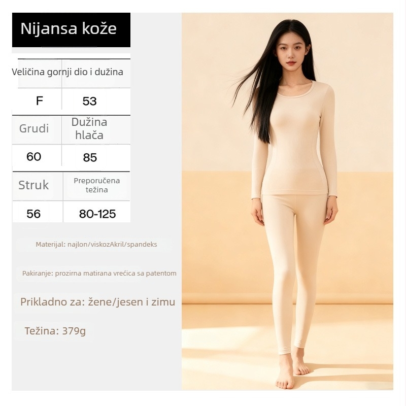 Ženski termalni set za oblikovanje tijela s biljnom inspiracijom: kontrola trbuha i podizanje stražnjice, bezšavni najlon, ekstra debeli 351–400 g/m², zadržava toplinu