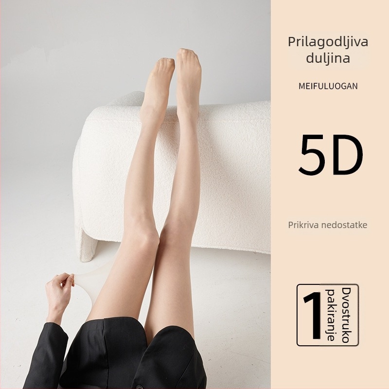 0D Crne prozirne ultra-tanke čarape s točkicama, sexy i prozirne, otporne na zapetljavanje, rezane po dužini