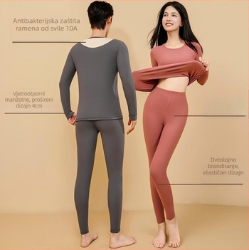 Unisex termalni set od Down Silk, bezšivan, okrugli ovratnik, dugi rukavi, debljina 251-300 g/m2, pogodna kao bazni sloj ili vanjski sloj