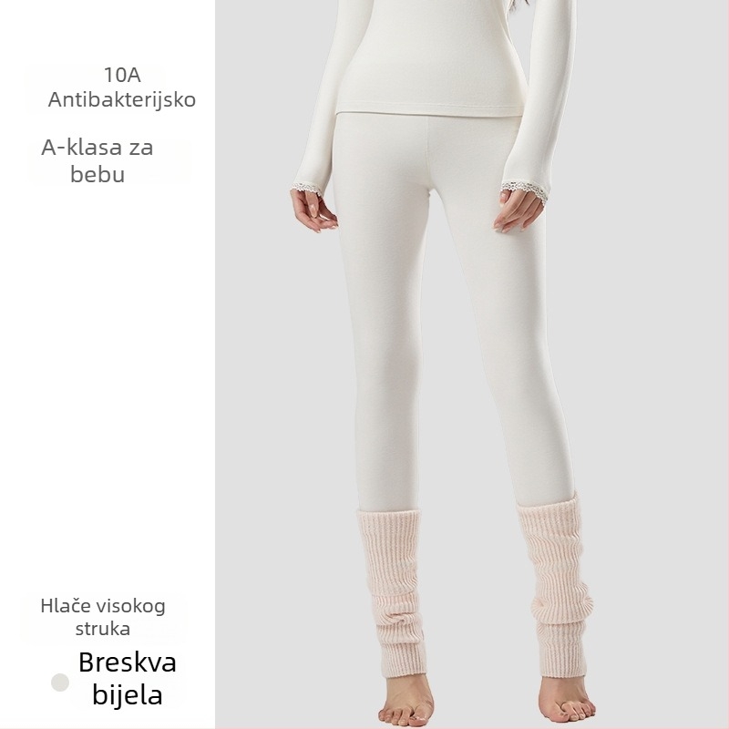 Ženski akrilni termalni komplet s antibakterijskim djelovanjem; topla, debela tkanina 201-250 g/m2 s velur podstavom; gornji dio: pulover dugih rukava; donji: hlače; glavni udjel vlakana 30-50%.