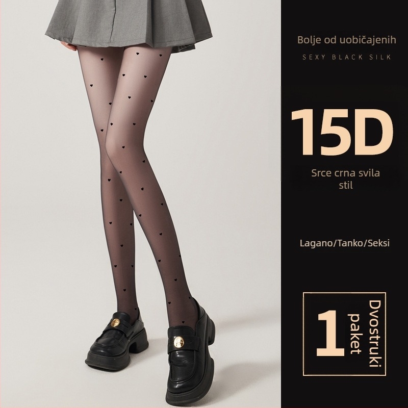 Crne čarape s točkicama i slovima, ljetni stil, prozirne, seksi