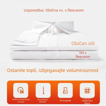 Košulja s fleec podlogom, dugi rukavi, mješavina pamuka i poliestera, slim fit, V-izrez ovratnik, profesionalna radna odjeća