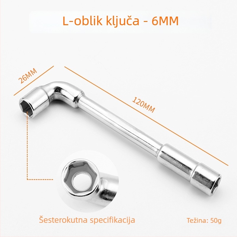 Bangli L-oblik alata s 7-oblika dvostruko glavom dizajnom, vanjski šesterokut, 45# čelik, Allen ključe