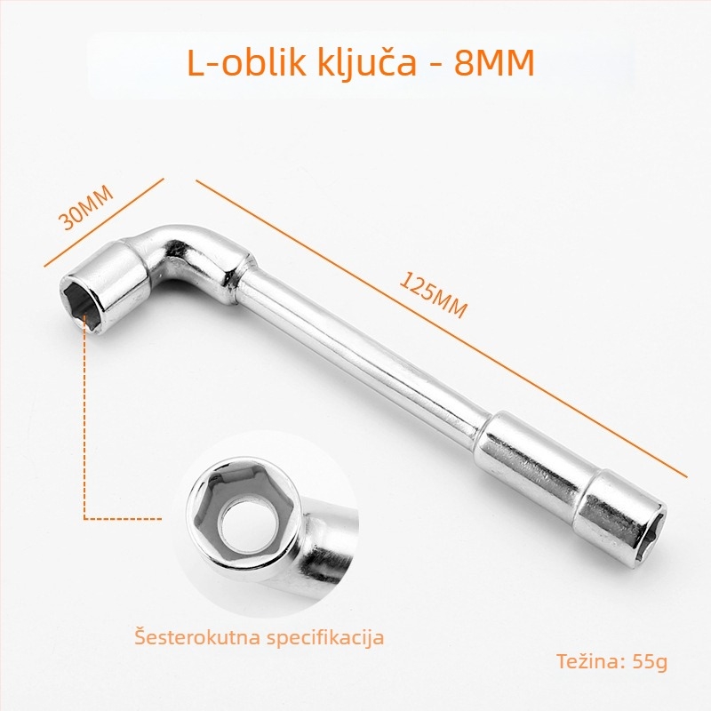 Bangli L-oblik alata s 7-oblika dvostruko glavom dizajnom, vanjski šesterokut, 45# čelik, Allen ključe