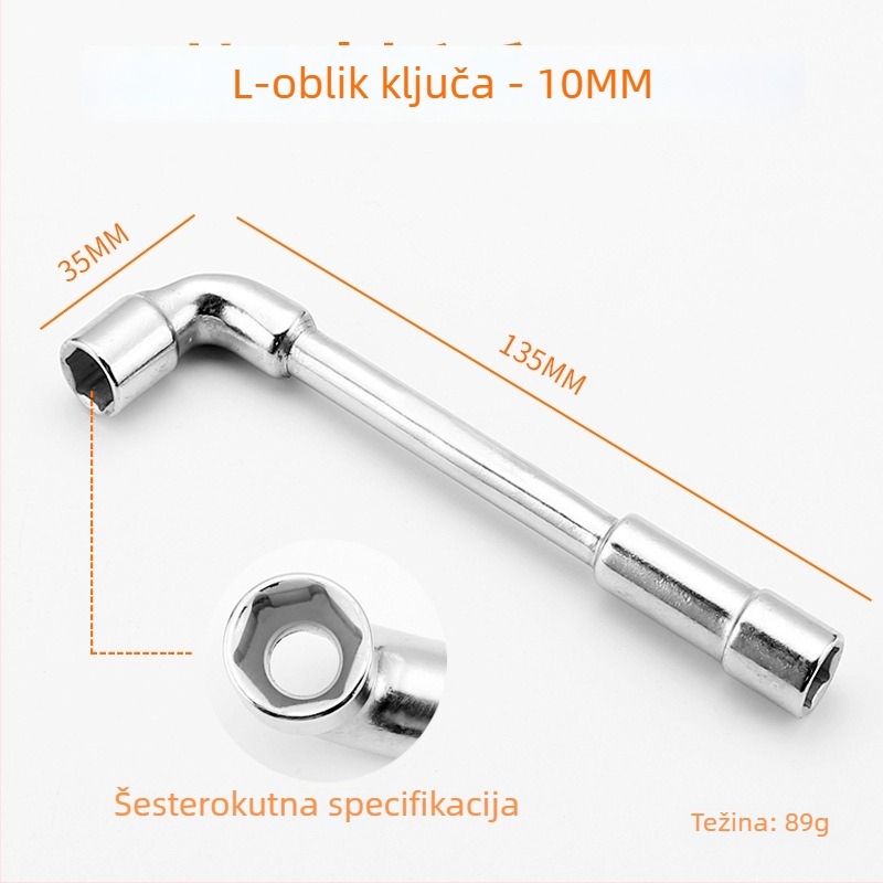 Bangli L-oblik alata s 7-oblika dvostruko glavom dizajnom, vanjski šesterokut, 45# čelik, Allen ključe