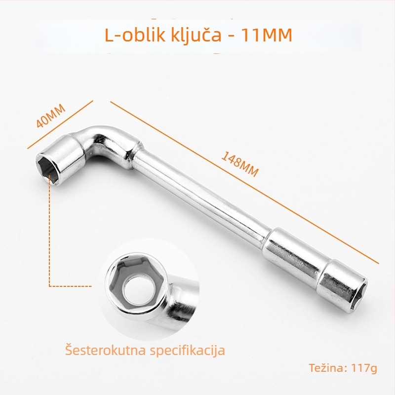 Bangli L-oblik alata s 7-oblika dvostruko glavom dizajnom, vanjski šesterokut, 45# čelik, Allen ključe