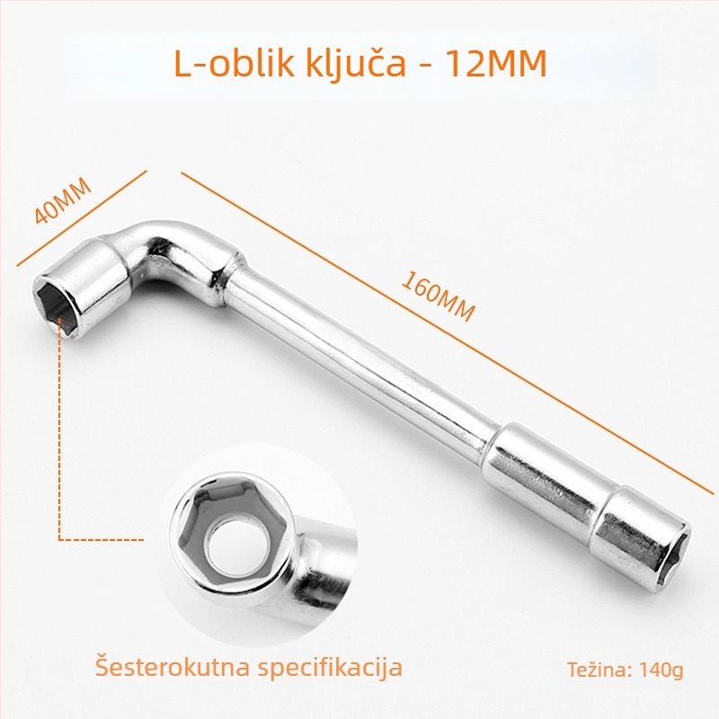 Bangli L-oblik alata s 7-oblika dvostruko glavom dizajnom, vanjski šesterokut, 45# čelik, Allen ključe
