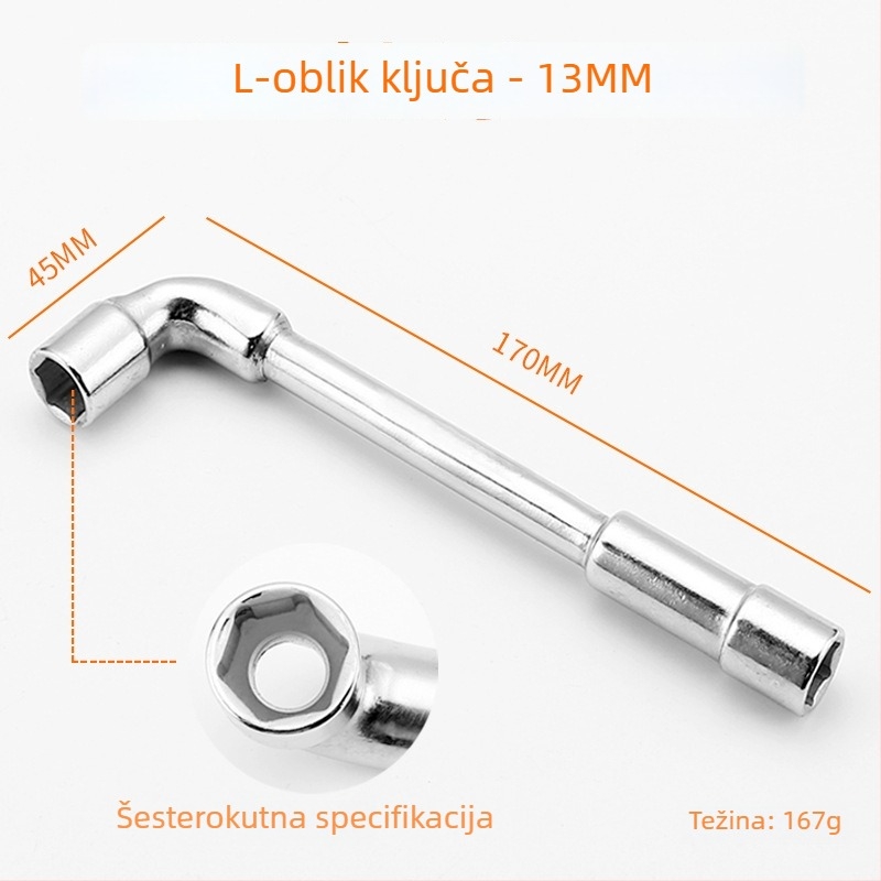 Bangli L-oblik alata s 7-oblika dvostruko glavom dizajnom, vanjski šesterokut, 45# čelik, Allen ključe