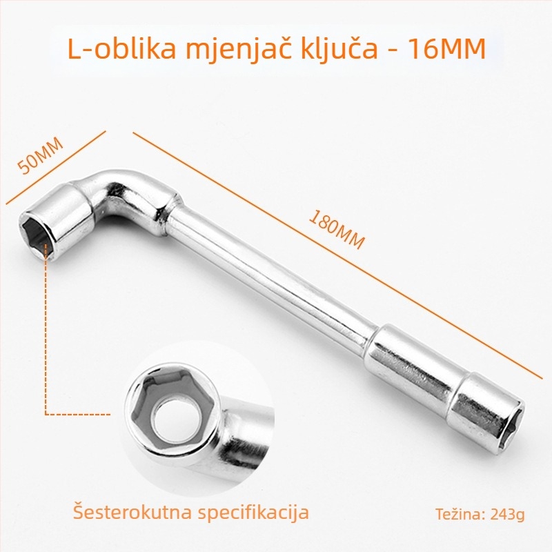 Bangli L-oblik alata s 7-oblika dvostruko glavom dizajnom, vanjski šesterokut, 45# čelik, Allen ključe