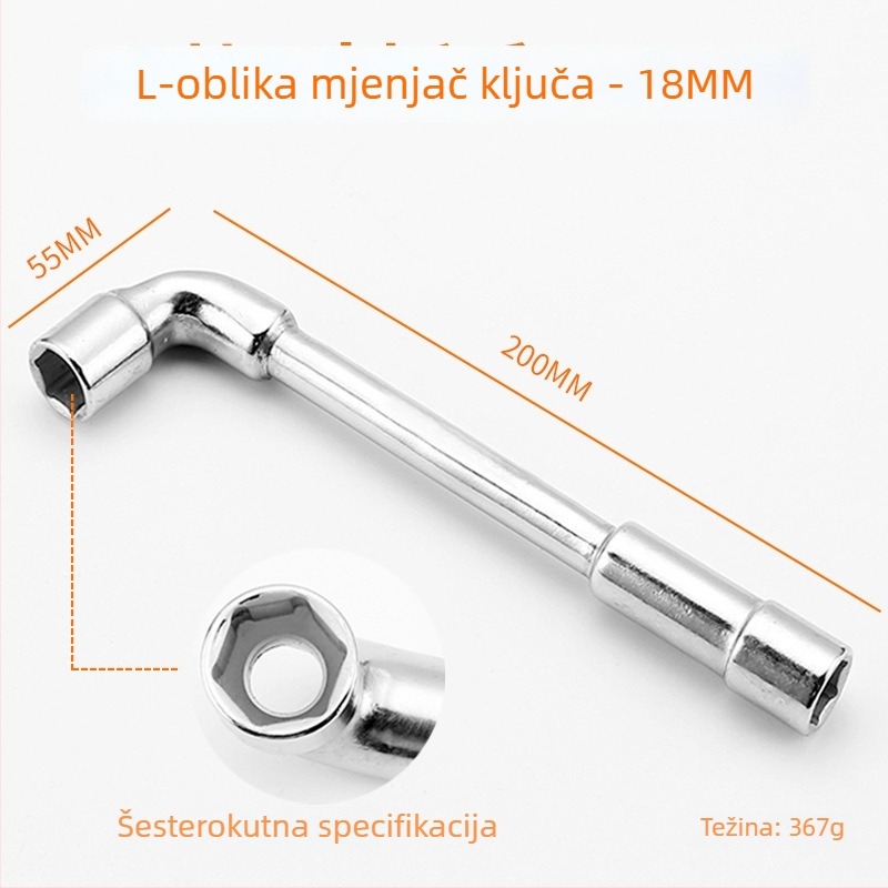 Bangli L-oblik alata s 7-oblika dvostruko glavom dizajnom, vanjski šesterokut, 45# čelik, Allen ključe
