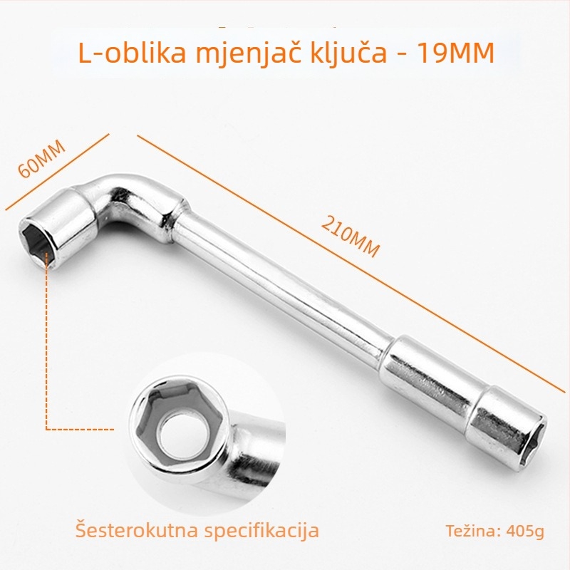 Bangli L-oblik alata s 7-oblika dvostruko glavom dizajnom, vanjski šesterokut, 45# čelik, Allen ključe