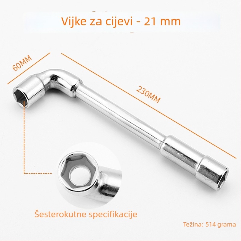 Bangli L-oblik alata s 7-oblika dvostruko glavom dizajnom, vanjski šesterokut, 45# čelik, Allen ključe