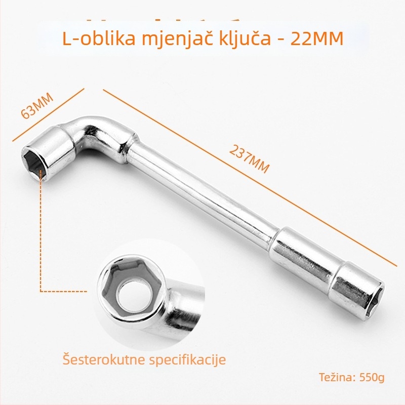 Bangli L-oblik alata s 7-oblika dvostruko glavom dizajnom, vanjski šesterokut, 45# čelik, Allen ključe