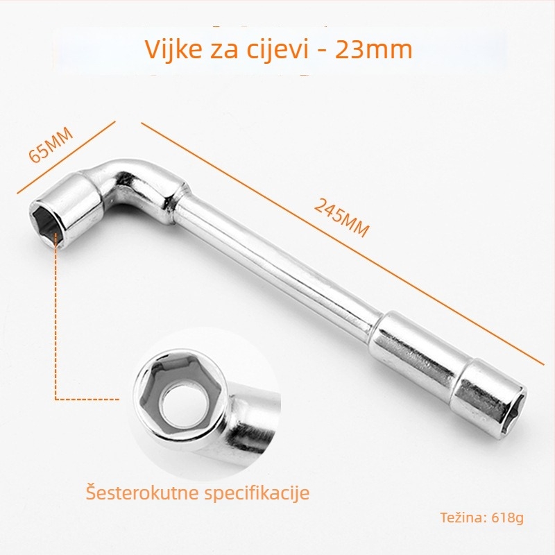 Bangli L-oblik alata s 7-oblika dvostruko glavom dizajnom, vanjski šesterokut, 45# čelik, Allen ključe