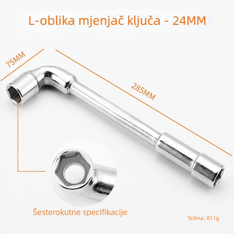 Bangli L-oblik alata s 7-oblika dvostruko glavom dizajnom, vanjski šesterokut, 45# čelik, Allen ključe