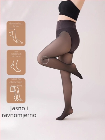 Najlon čarape s fleec podstavom, 70-80% najlona, Spandex <30%, jednobojne, tople